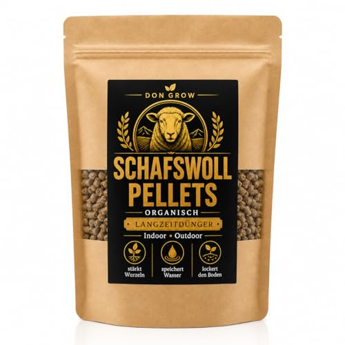 Schafwollpellets Dünger 5 kg – organischer Langzeitdünger aus Schafwolle, Naturdünger für Gemüse, Tomaten, Obst, Kräuter, Blumen, Zimmerpflanzen, Balkon, Hochbeet & Garten – Don Grow