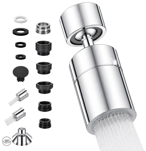 Rompigetto Rubinetto Cucina 360° Girevole | Prolunga Rubinetto Cucina Doppia Funzione | Aeratore Rubinetto Bidet | Filtro per Rubinetto Cucina | Adattatore Rubinetto Filettato 5 Pezzi Lavello Bagno