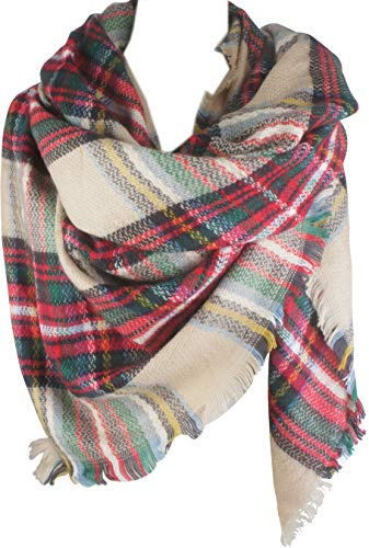 VIVIAN & VINCENT Für Damen Herbst Winter Schal Klassische Quaste Plaid Tartan Schal Warm Weich Große Decke Wrap Schal Schals