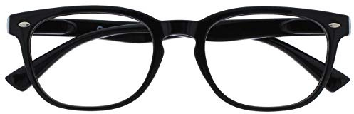 OPULIZE ORA Lesebrille für Damen Herren, Designer Stil, Leser mit Federscharnier, Rechteckiger Rahmen, Schwarz +1,00