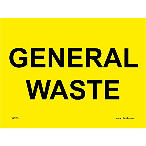 GE175 General Waste SIGN refuse compost recycle garbage rubbin bin tip trash 400mm x 300mm Magnetic - Vehicle Grade