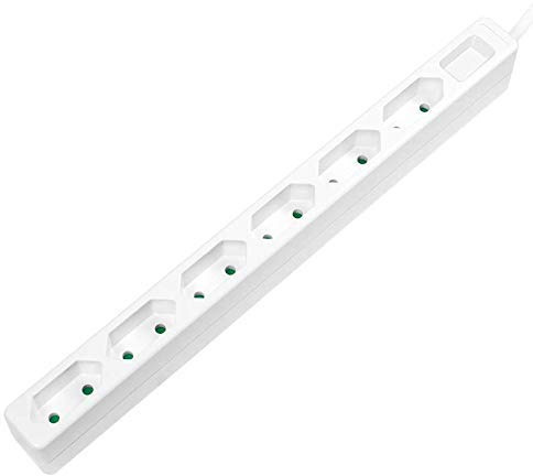 Faconet® 6fach Steckdosenleiste schmal 1,5 Meter Anschlusskabel weiß
