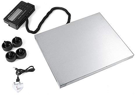 Cocoarm Digitale Paketwaage mit Edelstahl Plattform, LCD Display, 300kg Kapazität, 30 x 38 x 4 cm, Batterie- und Netzbetrieb, Wasserdicht