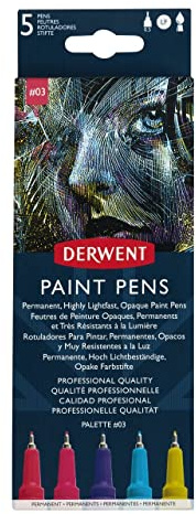 Derwent Paint Pen, Palette #3, 0.5mm Japanese Nib, 5 Pens (ZD2305520)