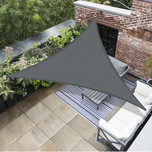 AXT SHADE Sonnensegel Dreieckig 3x3x3m Atmungsaktiv Wasserdurchlässig Sonnenschutz Wetterschutz Windschutz HDPE mit UV Schutz für Terrasse Balkon Garten-Grau Anthrazit