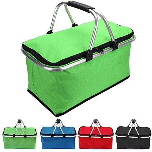 Haokaini Isolierte Picknickkorbtasche - 30L Zusammenklappbarer Campingkühler Thermalbox Einkaufskorb für Strandtagesausflug Outdoor-Aktivitäten Campingreisen