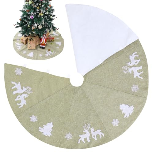 BESPORTBLE Weihnachtsbaum Decke - Filz Baumdecke 122cm Baumrock Unterlage Mit Rentier Design Leinen Tannenbaum Teppich Weihnachtsbaumdecke Für Weihnachtsbaum Dekoration Und Festliche Atmosphäre