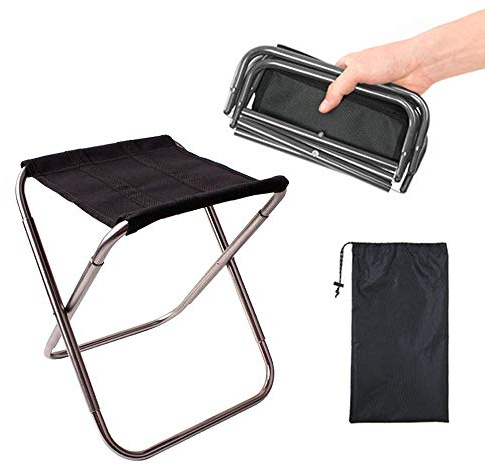 Ianulus Sgabello Pieghevole da Esterno, Sgabello Pieghevole in Lega di Alluminio, Mini Sgabello Pieghevole Portatile, Ultra Leggero, con Custodia, per Pesca, Campeggio, Barbecue All'aperto, Viaggio