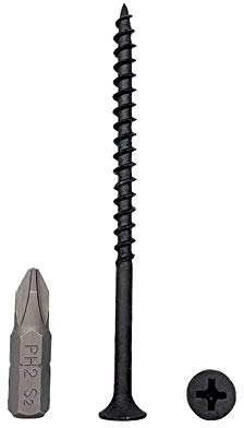 Lot de 150 vis à bois en acier carbone phosphate noir 4,2 x 75 mm Vis à bois pour cloison sèche, fixations pour panneaux d'aggloméré, tête de bugle Phillips (150, 4,2 x 75 mm)