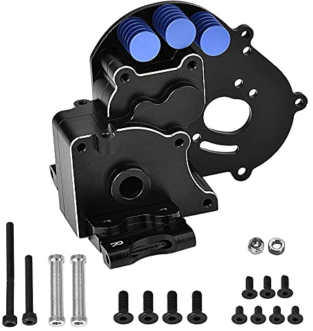 Globact Aluminum Transmission Case Gearbox with Aluminum Motor Plate and Arm Mounts Upgrade Parts for Traxxas Slash 2WD Rustler Stampede Bandit 1/10 RC Car (Replace of 3691)