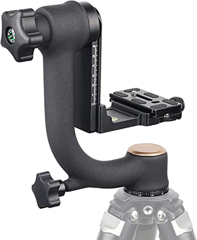 ARTCISE Professional Gimbal Tripod Head, Heavy Duty Heads with Standard 1/4'' Quick Release Plate and Bubble Level for DLSR Camera Tripod,Max load 20KG/44LBS
