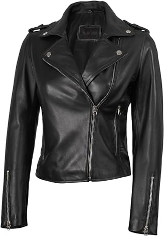 fjackets Vestes en cuir d'agneau véritable pour femmes - Vestes en cuir de style asymétrique pour femmes vêtements d'extérieur tendance décontractés