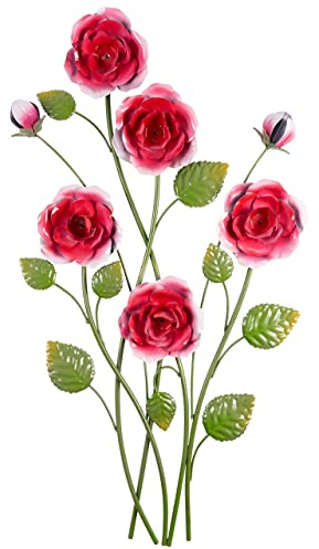 CIM Metall Wand-Deko - 3D Rose 68cm - tierische 3D Wandbilder - Wandschmuck inkl. praktischer Wandbefestigung - lebhafte Wandskulptur