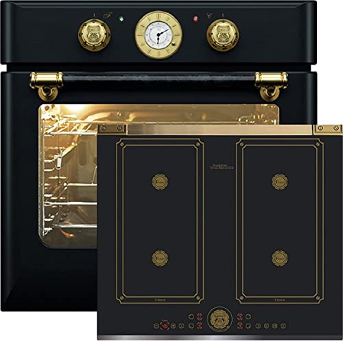 Kaiser Ensemble de cuisine Four encastrable autarcique EH 6432 BE+KCT 6745 AD, Retro Elektro, 68 L, tournebroche, 10 fonctions+plaque à induction 60 cm,Free Zone, Power Booster