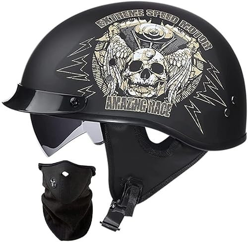 STTTBD Casco da Moto Casco da Scooter per Casco Semi Aperto Unisex Approvato DOT/ECE con Visiera Parasole Fodera Rimovibile per Scooter da Bici C,XXL