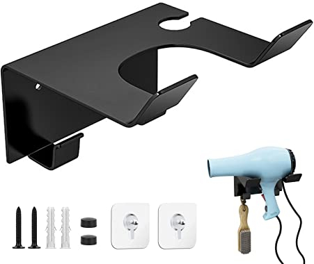 1 Pezzi Supporto per Asciugacapelli, Porta Asciugacapelli da Parete Gancio Supporto Asciugacapelli in Acciaio Inossidabile con Viti di Fissaggio per Bagno, Camera da Letto, Barbiere