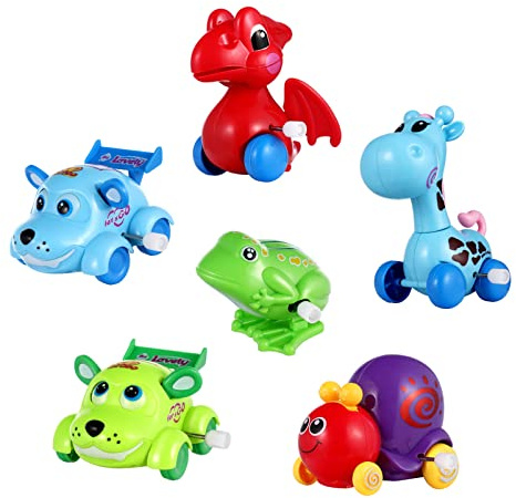 TOYANDONA Wind Up Toy 9 Pack Cartoon Animal Wind Up Toy, Funny Clockwork Toys Gift Kids - Back Vehicle Set Party Favors Toddler Car for Boys Girls Birthday Xmas (Style) Interactive Toys