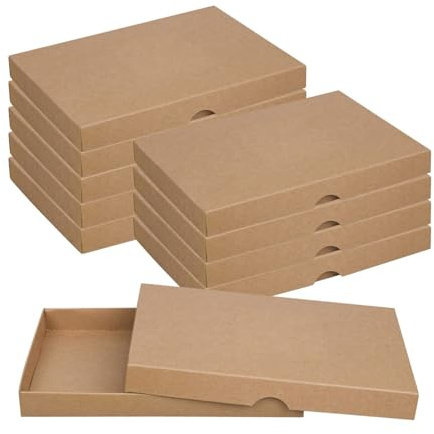 Faltschachtel 16,2 x 22,5 x 2,5 cm, Braun, mit Deckel, Kraftkarton - 10er Set