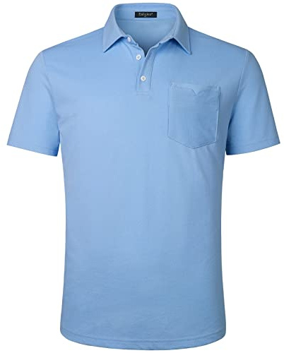 Enlision Poloshirt Herren Kurzarm Hellblau Polohemd mit Brusttasche Casual Golf Poloshirts Regular Fit Sport Polo T-Shirt Männer S