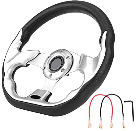 Volant de Course Universel, Volant À Plat Profond À la Dérive 12, 6 Pouces/320 mm en Fibre de Carbone, Volant de Course À la Dérive, Mini Volant À la Dérive pour Voiture(Blanc)