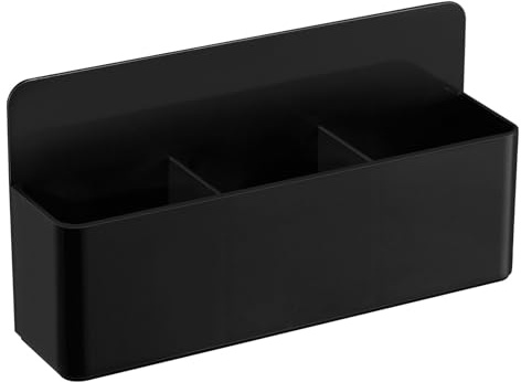 MoKo Boîte de Rangement Magnétique, 3 Emplacements Porte Marqueur d'Effacement de Réfrigérateur, Support de Crayon pour Tableau, Porte-crayons Aimanté pour Effaceur de Tableau, Noir
