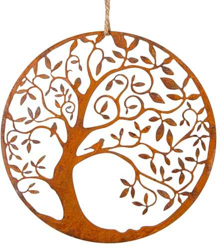 Logbuch-Verlag Lebensbaum Türkranz Baum Ostern rostbraun aus Metall Ø 20 cm rost Kranz Des Lebens Wanddeko zum Aufhängen