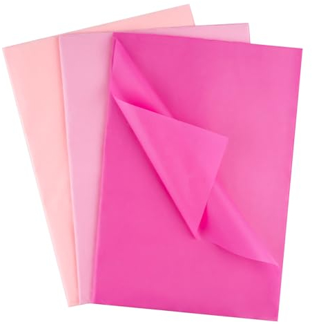 Seidenpapier 50x35cm, 60Blatt Bastelpapier zum Basteln von Pompons, Transparentpapier Verpackungsmaterial, Bastelpapier zum Kreieren von Pompoms, Papierblumen, Tischdeko (Rosa)
