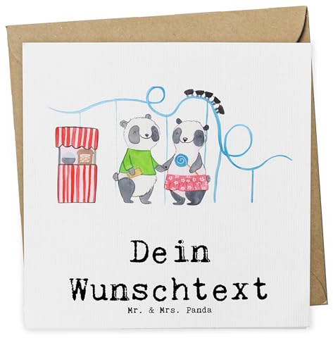 Mr. & Mrs. Panda Personalisierte Karte Pandas Freizeitpark besuchen - Geschenke, Grußkarte, personalisiert, Karten, Geschenk, Achterbahn fahren, Postkarte