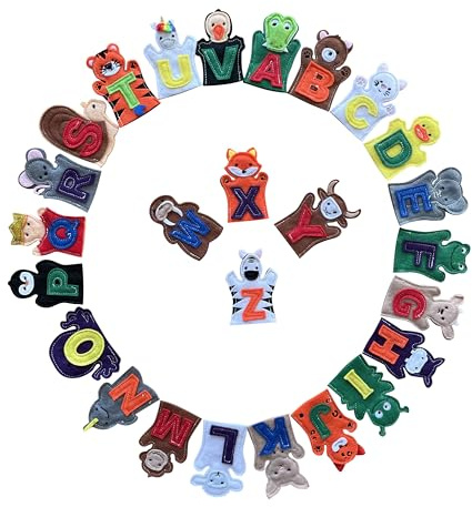 26 Alphabet Finger Puppets Set for Toddlers, Preschoolers, Kindergarten Children
