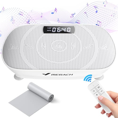 MERACH Vibration Plate, Whole Body Workout Powerful Quiet Vibration Plate Exercise Machine for Weight Loss and Shaping, Auto or Manual Speed Control, Built-in Bluetooth Speaker (Grey)