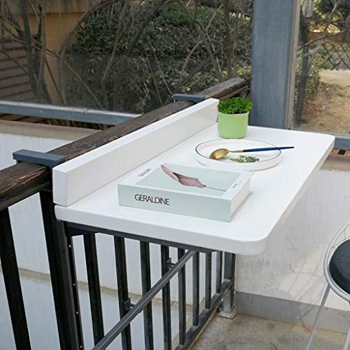 Generisch Klappbarer Freizeittisch, Balkongeländer, an der Wand montierter Gartentisch, Balkon-Hängetisch mit Einstellbarer Höhe (Farbe: Weiß, Größe: 120 x 40 cm)