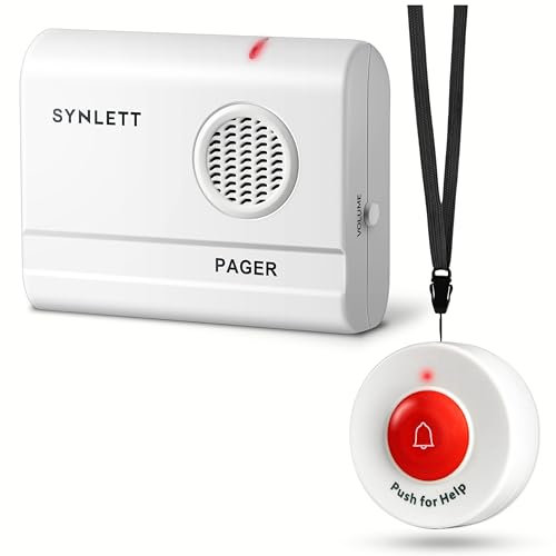 SYNLETT Call Button for Elderly and Caregiver Pager Portable SOS Alert System Alarm for Nurse Call Seniors Patients Emergency Home