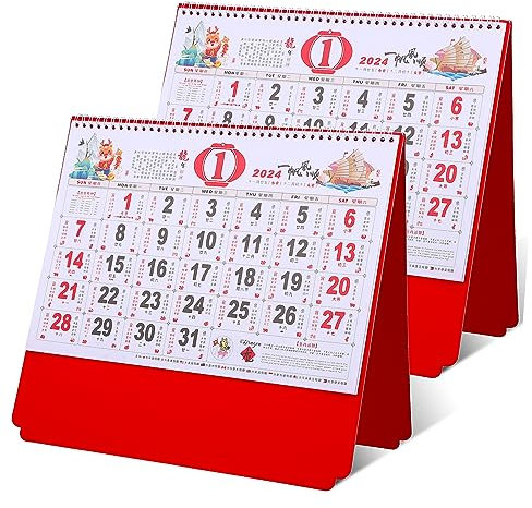 SHOWERORO 2 Pièces Paquet calendrier suspendu 2024 calendrier chinois fleuri peluche succulentes mural du nouvel an 2024 à suspendre pour la maison Papier