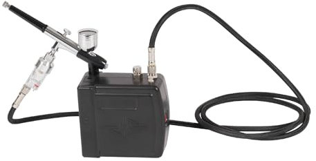 Kit di compressore per aerografo, girevole a 360°, con adattatore, 2-15 PSI, pistola per aerografo per modellismo, make-up, verniciatura auto (nero)