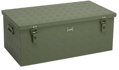alubox Werkzeugkiste Riffelblech olive ABX-RL140G Aluminium 1,5mm Werkzeugkiste leicht und robust 140 Liter - oliv grün lackiert