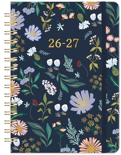Kalender 2026 2027 - Terminplaner 2026 2027 A5, Wochenplaner von August 26 bis Juli 27, A5 Terminkalender mit Einstecktasche, 21.4 cm × 14.6 cm, Blumen