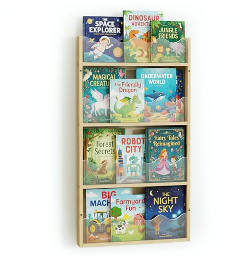 Giklux Librería Infantil de Pared 4 Niveles Madera y Acrílico