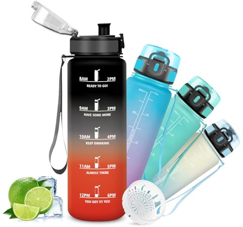 Mujigaga Borraccia- 0,5 Litri- Borraccia Bambini, Senza Perdite, Borracce con Slogan Motivazionale, Borracce Senza Perdite, con Filtro, per Scuole, Campeggio, Escursionismo, Outdoor, Nuoto