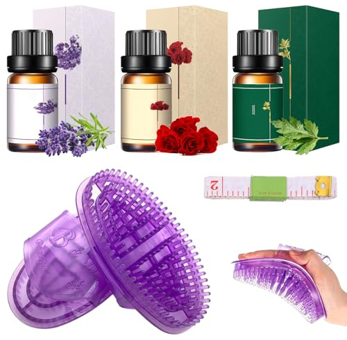Meridian Massage Bürste Massagebürste Körper 2 Pcs Ätherischem Öl Maßband | Mit 3×10ml Ätherischem Öl,Maßband,Applicable To The Shoulders Neck Back Legs,Fördern Sie die Durchblutung