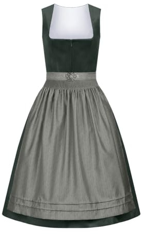 JISOUKIN Dirndl Damen Samt ärmellos mit Schürze, Midi Trachtenkleid Modern Elegant, Festliches Dirndlkleid für Oktoberfest Wiesn, traditionelles Trachten Outfit für Feierlichkeiten