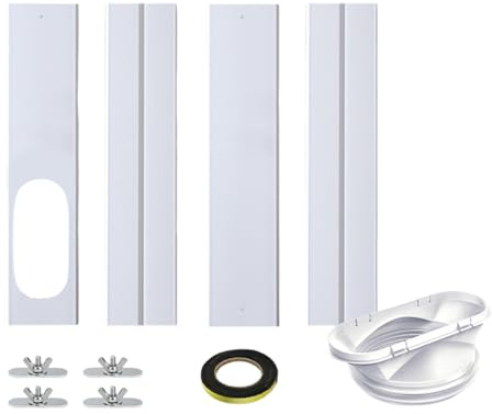 Kit de joints de fenêtre coulissante pour climatiseurs mobiles - Compatible avec climatiseurs avec tuyau d'évacuation (59 mm de diamètre) - Longueur réglable jusqu'à 60 cm - Accessoires blancs pour