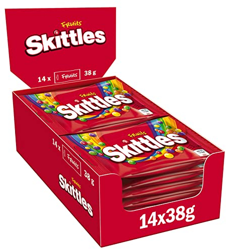 Skittles Crazy Fruits, Fruchtbonbons Großpackung 14 x 38, Kaubonbons mit Fruchtgeschmack, Vegane Snacks (532g)