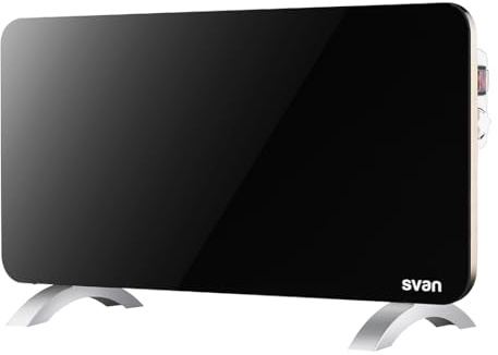 SVAN Radiador Plano 1 Elemento Svan 1500 W 2 Niveles de Funcionamiento Cristal Negro Manual