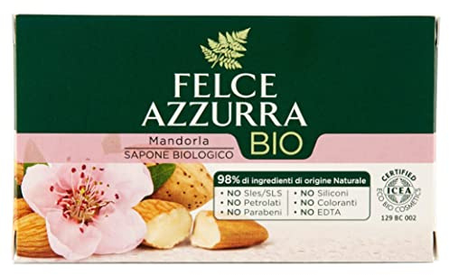 Felce Azzurra Bio-Seife Mandel - sanft pflegende Stückseife mit organischem Mandelmehl für einen feinen Peelingeffekt - dermatologisch getestet - 1er Pack (1x 125g)