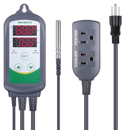 Inkbird WiFi ITC-308 Digital Temperature Controller Thermostat Remote Monitoring Controlling Home Brewing Fermentation Breeding Incubation Greenhouse