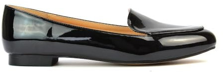 ESSEX GLAM Womens Flat Slip On Loafers Shoes Ladies Mocassins Slippers Ballet Black Patent Pumps Size 6