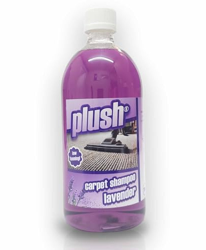 Plush Carpet Cleaner Solution, Pet Carpet Shampoo Spot Stain Remover 1L | Lavender Scent - Powerful machine carpet shampoo that lifts deep dirt and stains, neutralises odours and leaves carpets fresh