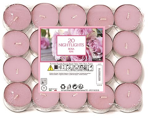 Petali Candles - Candele Tealight Profumati e Colorati alla Rosa - 20 pezzi - Durata Fino a 7 ore di Combustione