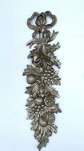 Wandrelief-3D Antik Silber- Rokoko Repro Wanddeko-Barock Ornament Applike 60x18 cm Wandbild Deko Türbogen Wandbehang Wandskulptur accessoires C1501Antik Silber