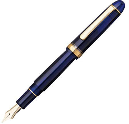 PLATINUM Japanese Fountain Pen Century Gold Trim Chartres Blue C/Blue/0.54-0.64mm Handmade/14K Gold Nib/Gift Box/Fountain Pen PNB15000-51C